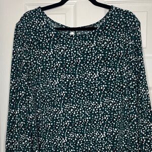 Adrianna Papell Teal and White Patterned Blouse